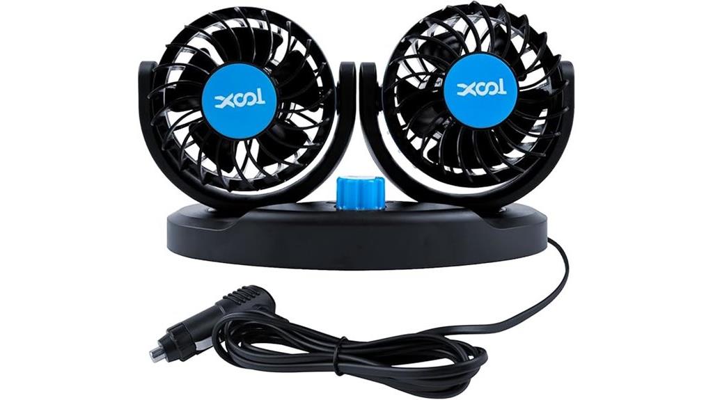 12v dual head rotatable fan