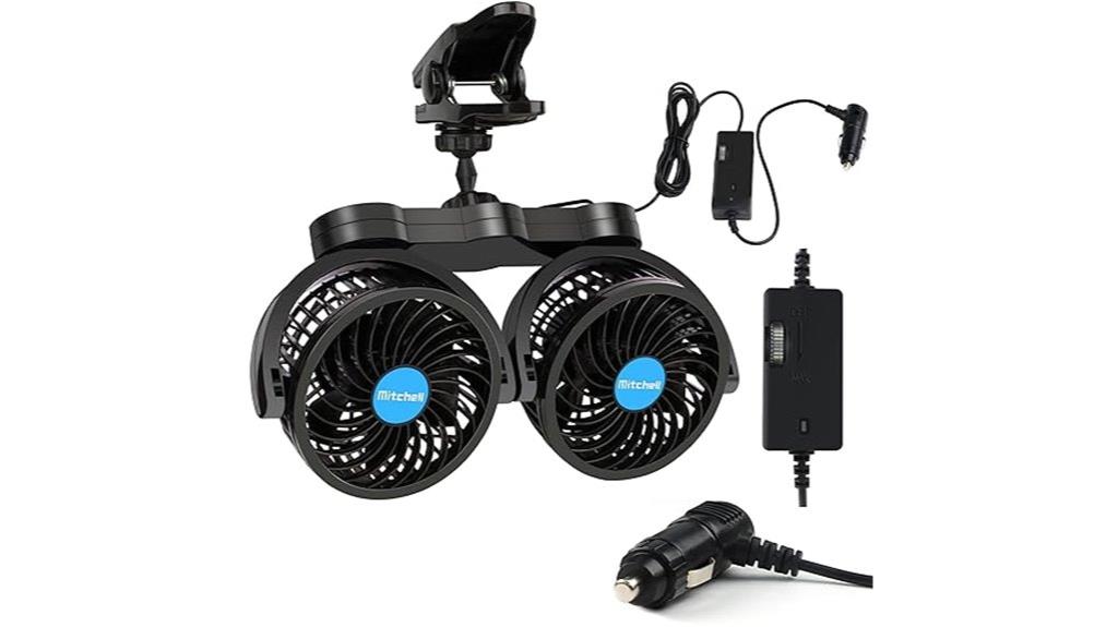 adjustable 12v dual fan