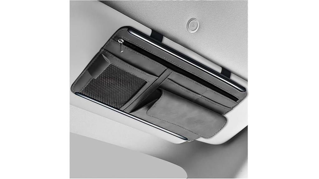 gray car sun visor organizer