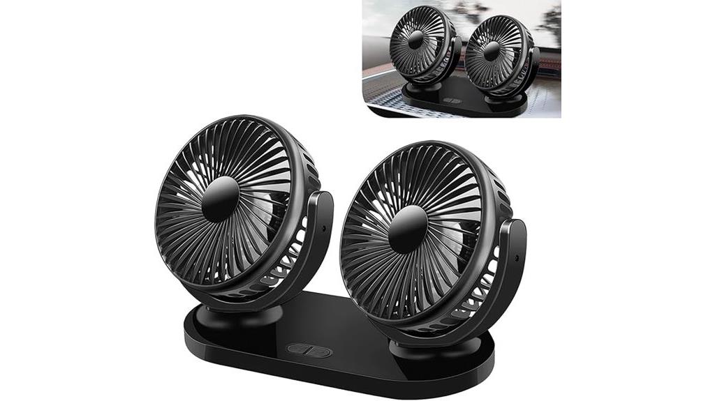 portable dual head vehicle fan