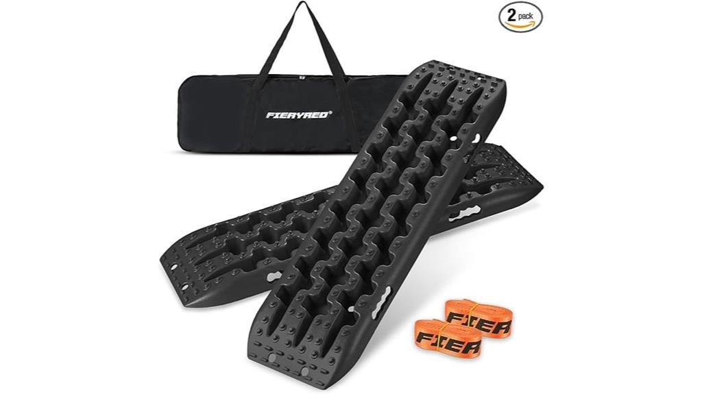 red offroad traction tracks