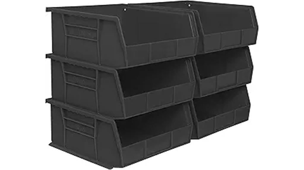 six pack plastic storage bins