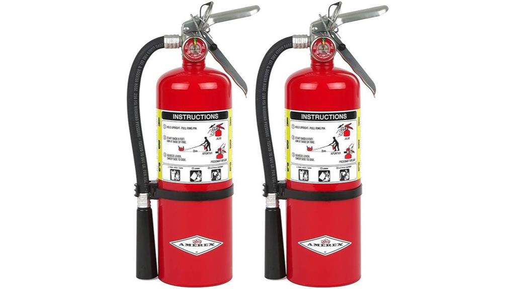 two 5 pound abc extinguishers