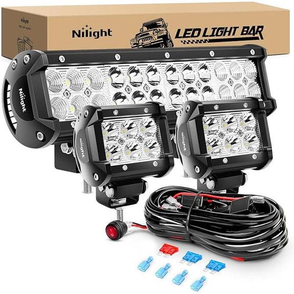 Nilight 12 72W LED Light Bar & Pods Off-Road Kit