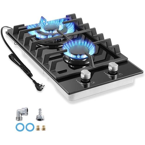 12-Inch Dual Fuel Gas Cooktop with Tempered Glass