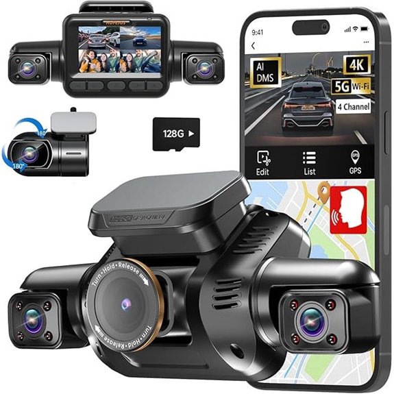 AI Dash Cam 4K with Driver Monitor and Night Vision