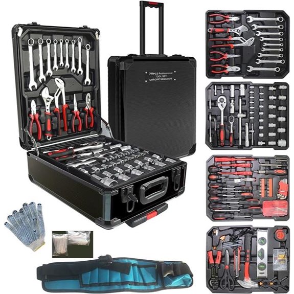 Arcwares 799pcs Aluminum Trolley Tool Set with Belt