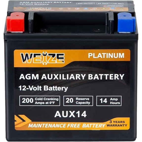Weize AUX14 AGM Auxiliary Battery (200CCA 36-Month Warranty)
