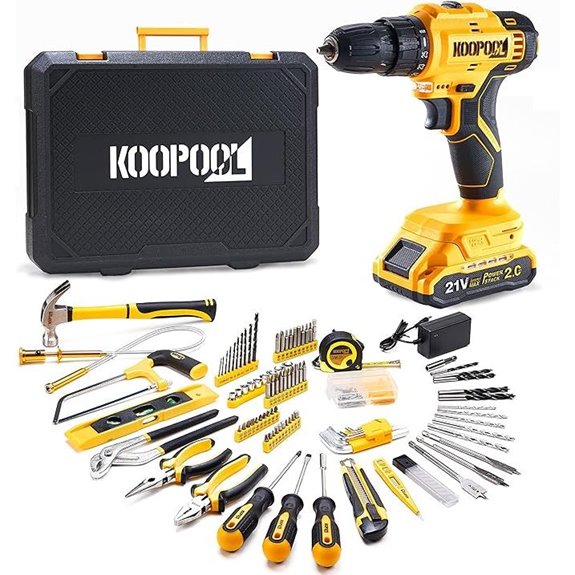 Tool Kit Box with 21V Cordless Drill for Home Repair