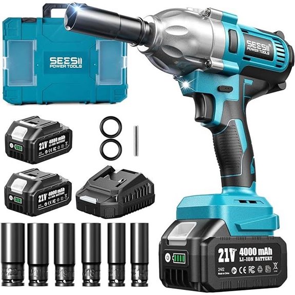 Seesii 665FT-LB Cordless Impact Wrench with Batteries