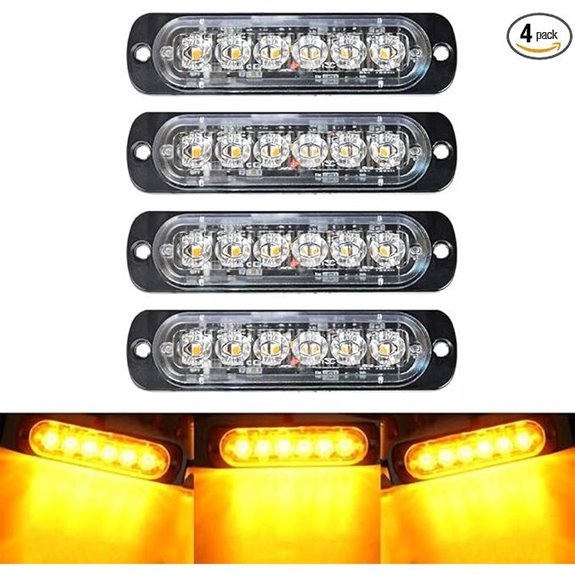 4-Pack 6 LED Amber Emergency Strobe Lights Kit