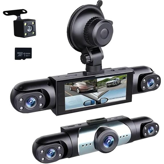 360° 4-Channel Dash Cam with Night Vision and SD Card