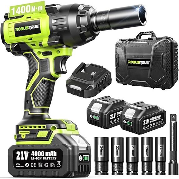 Heavy Duty Cordless Impact Wrench with Batteries