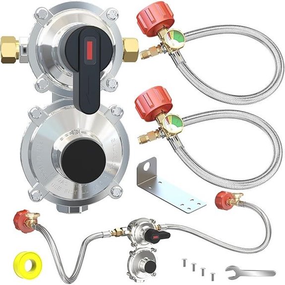 RV Propane 2-Stage Auto Changeover Regulator with Hoses