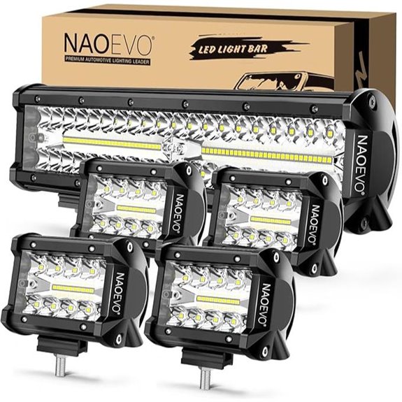NAOEVO 12 LED Light Bar & 4 LED Pod Lights