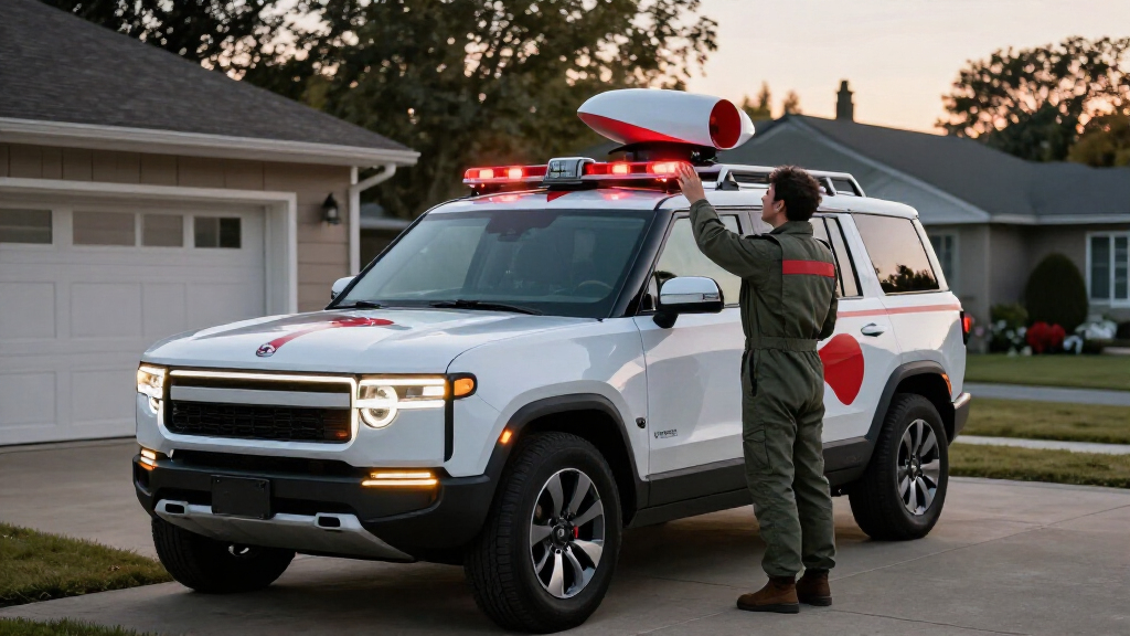 Rivian Turned An R1S Into A Ghostbusters Ecto-1—Sirens, Radar Dish, And All. It Rules